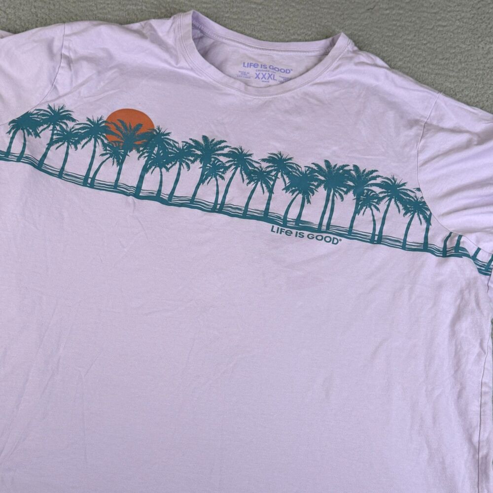 LIFE IS GOOD Shirt Mens 3XL Lavender Palm Trees Sunset Graphic Crusher Lite 2554